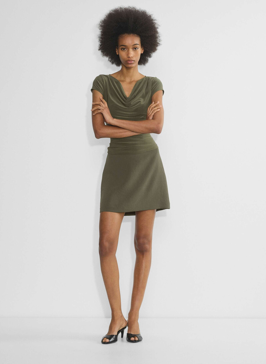 fusta mini clasică - crepette dark olive