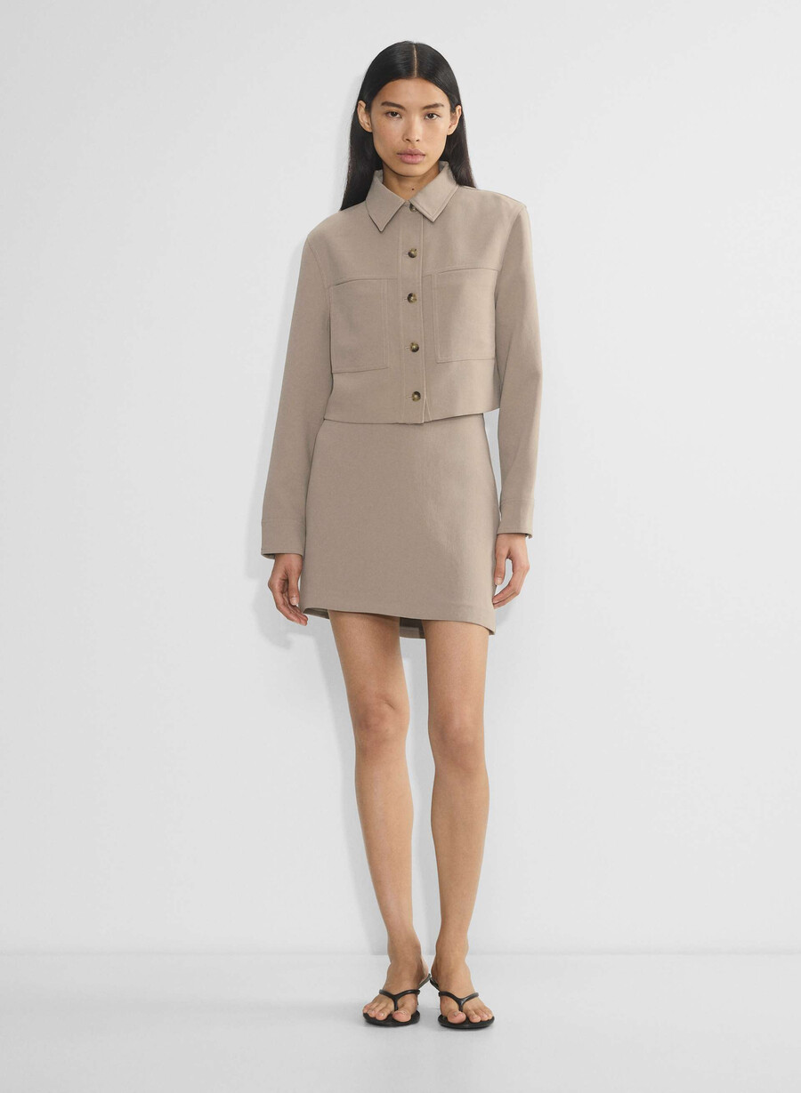 fusta mini clasică - crepette nomad taupe
