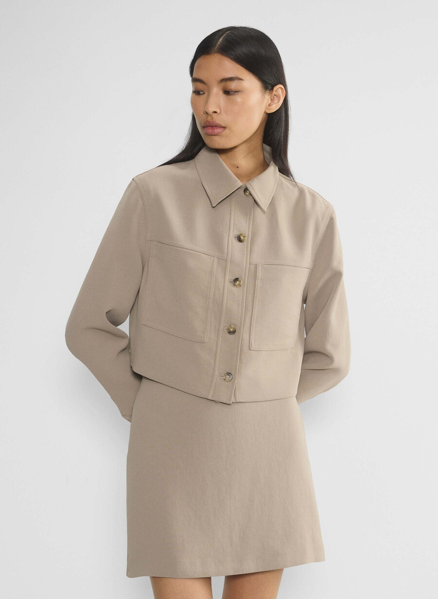 fusta mini clasică - crepette nomad taupe