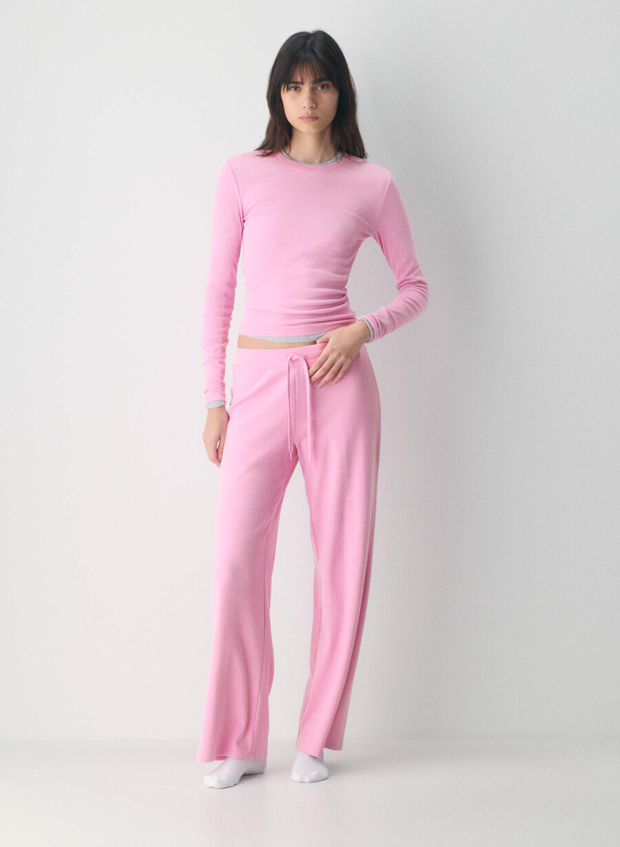 tricou cu mânecă lungă homestretch rib solo morganite roz