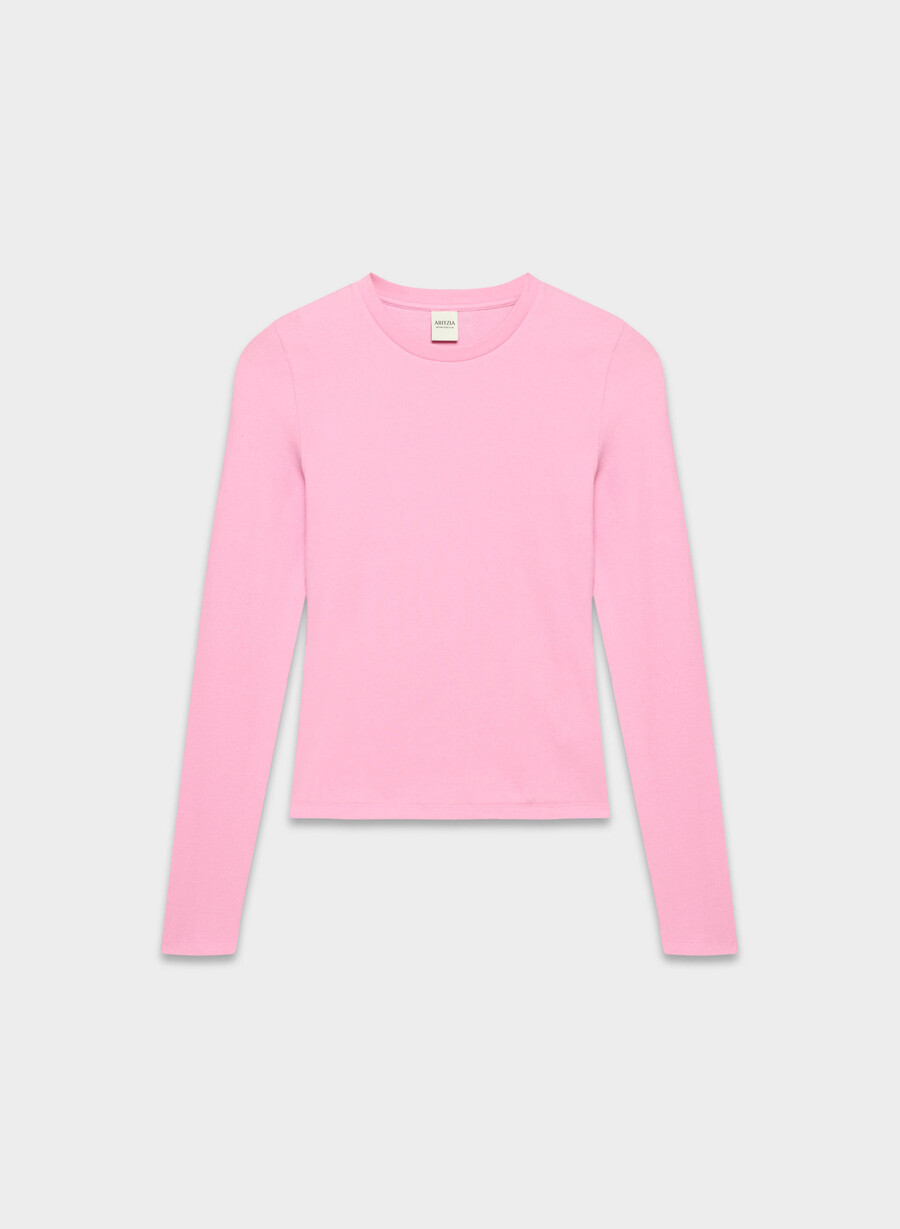tricou cu mânecă lungă homestretch rib solo morganite roz