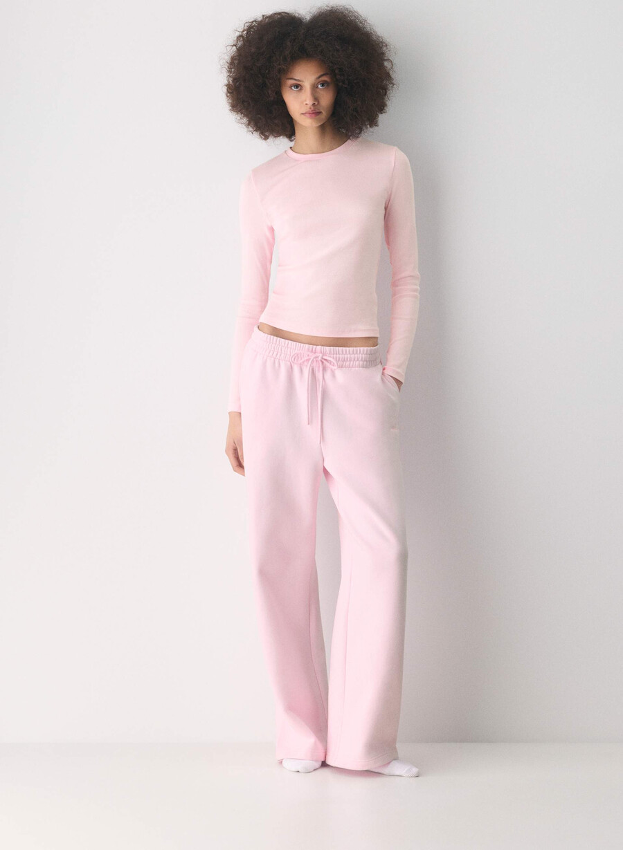 tricou cu mânecă lungă homestretch rib solo villa pink