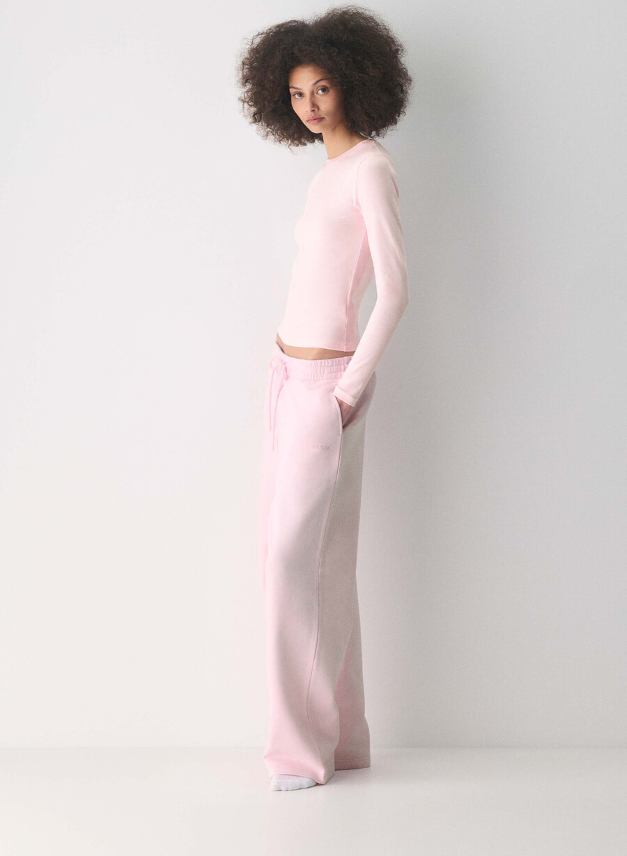 tricou cu mânecă lungă homestretch rib solo villa pink