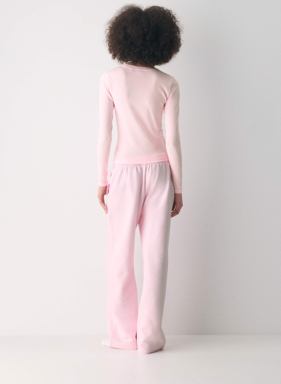 tricou cu mânecă lungă homestretch rib solo villa pink
