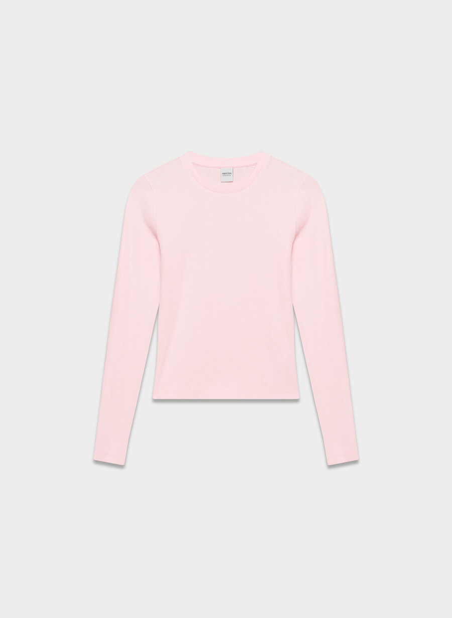 tricou cu mânecă lungă homestretch rib solo villa pink