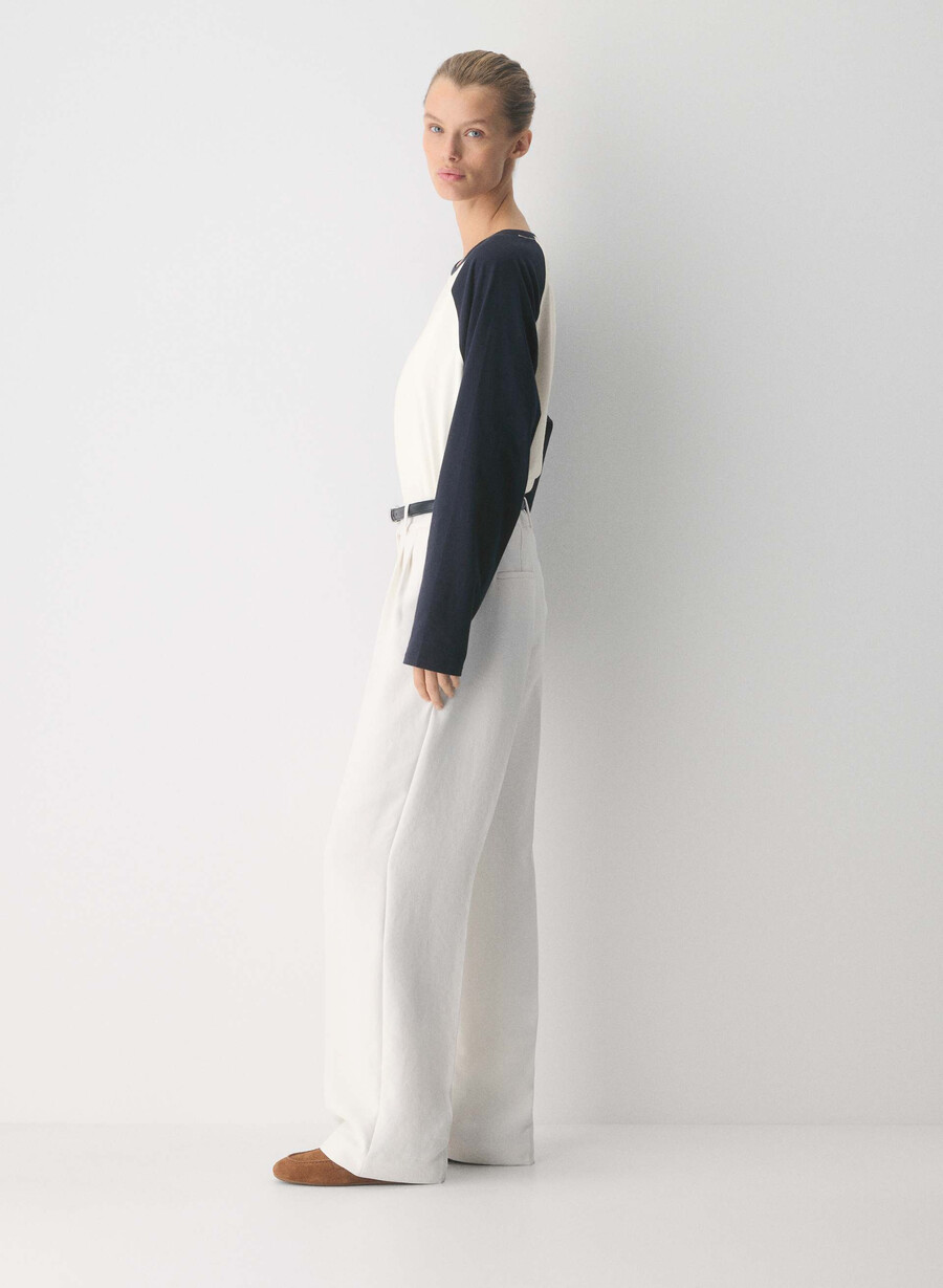 pantalonii the effortless pant cu talie mică - crepette mesteacĂn deschis