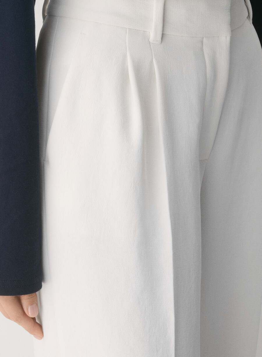 pantalonii the effortless pant cu talie mică - crepette mesteacĂn deschis