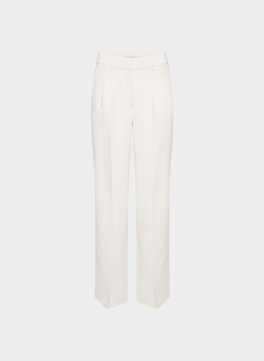 pantalonii the effortless pant cu talie mică - crepette mesteacĂn deschis