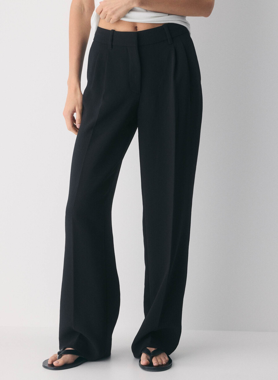 pantalonii the effortless pant cu talie mică - crepette negri