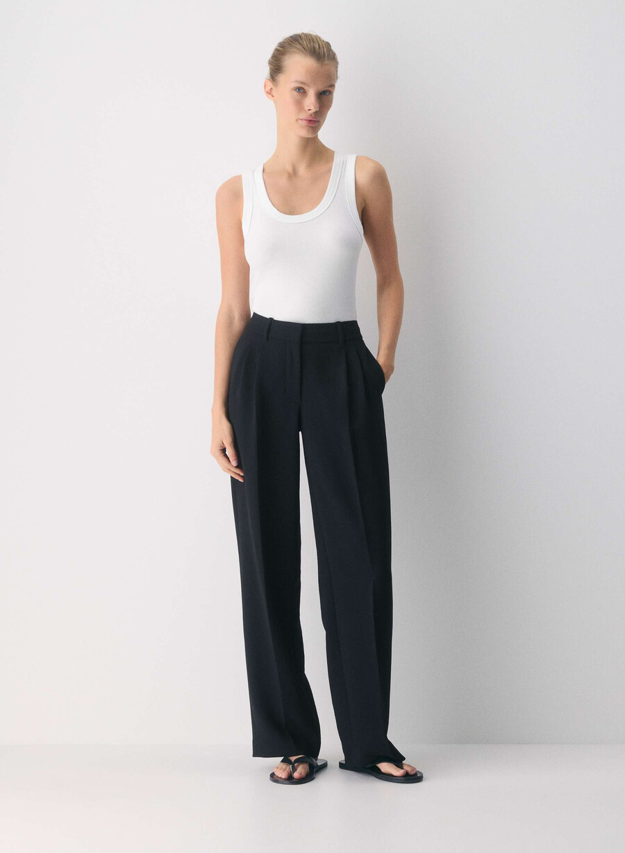 pantalonii the effortless pant cu talie mică - crepette negri