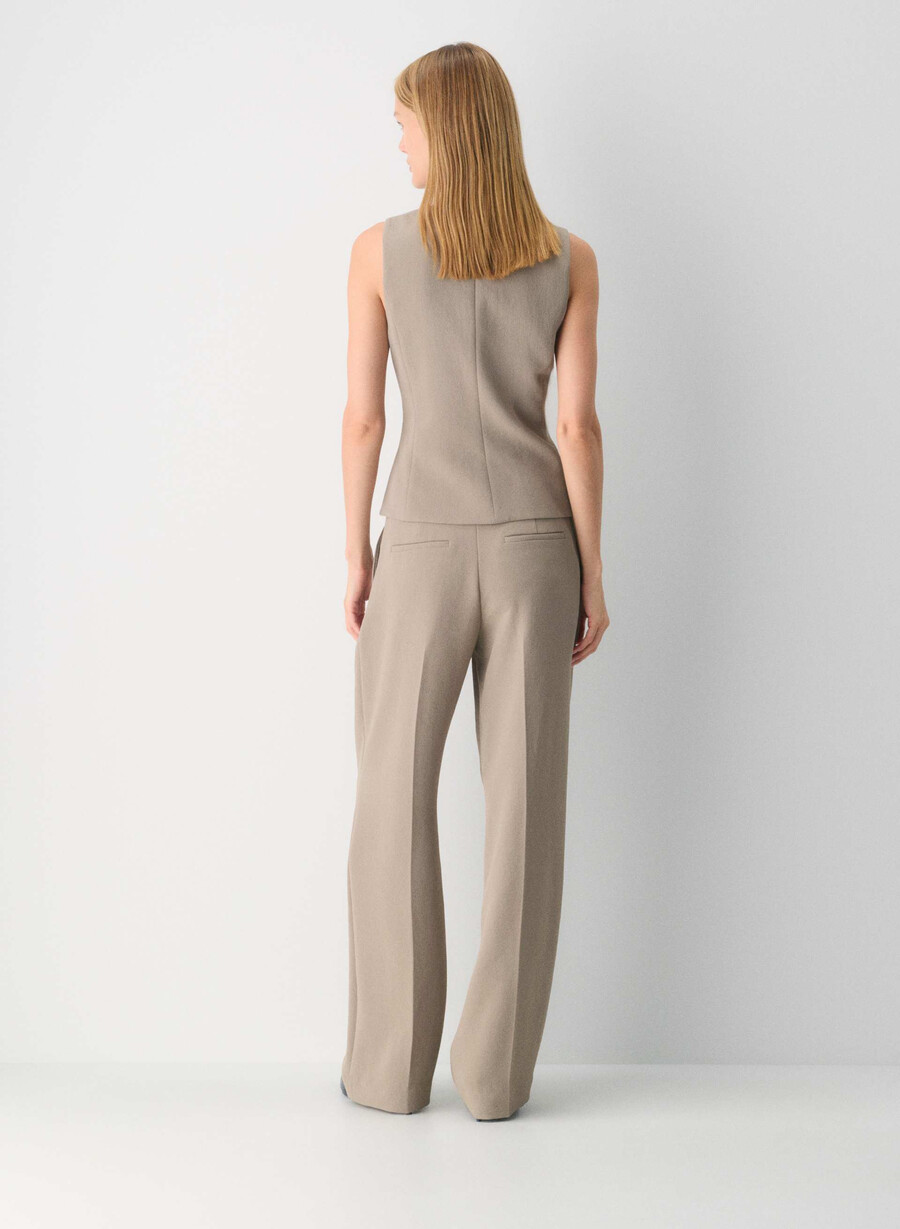 pantalonii the effortless pant cu talie mică - crepette nomad taupe
