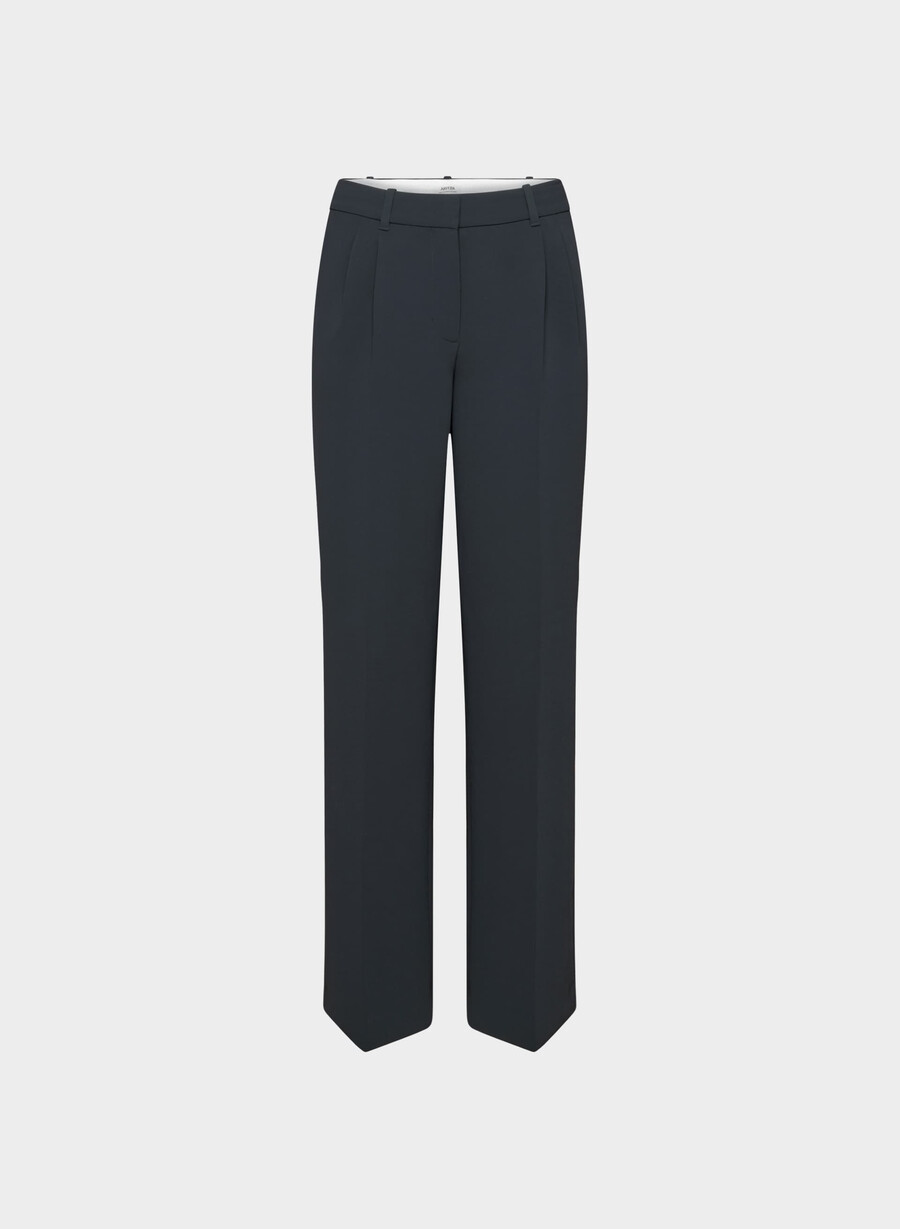 pantalonii the effortless pant cu talie mică - crepette bleumarin Închis