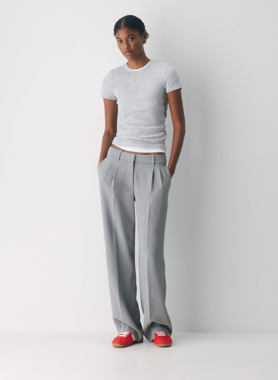the effortless pant lo-rise - crepette riverstone grey