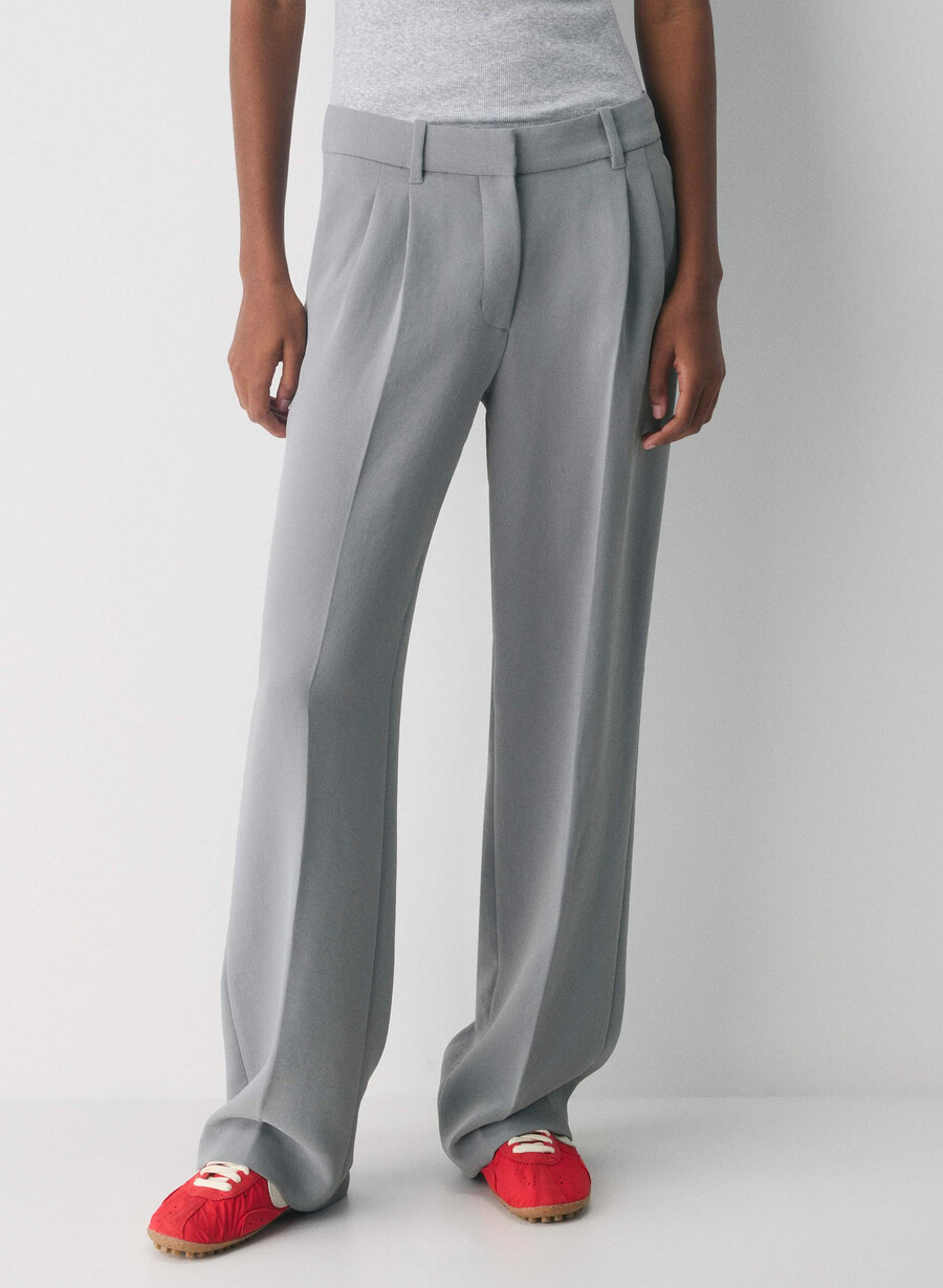the effortless pant lo-rise - crepette riverstone grey