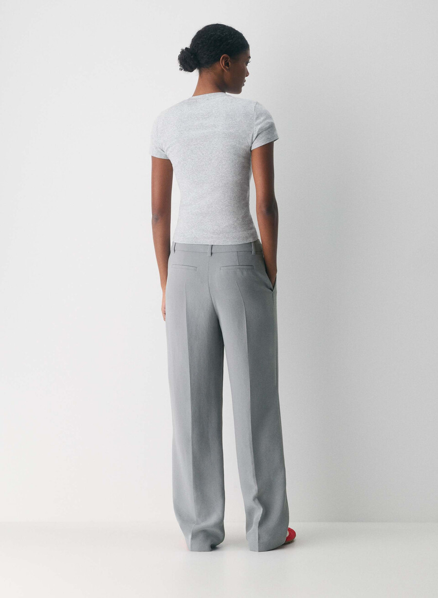 the effortless pant lo-rise - crepette riverstone grey
