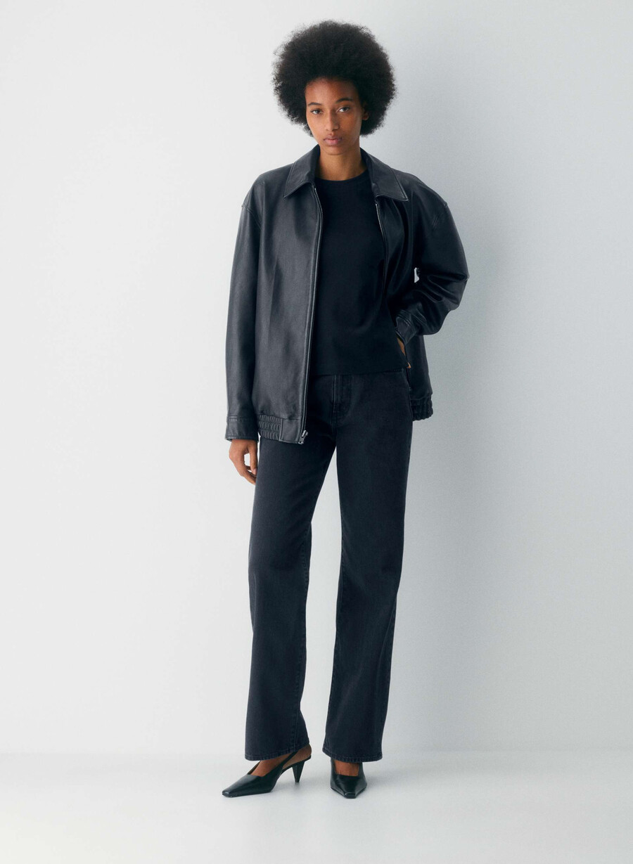 blugi denim forum the farrah hi-rise wide - tuș de ochi negru