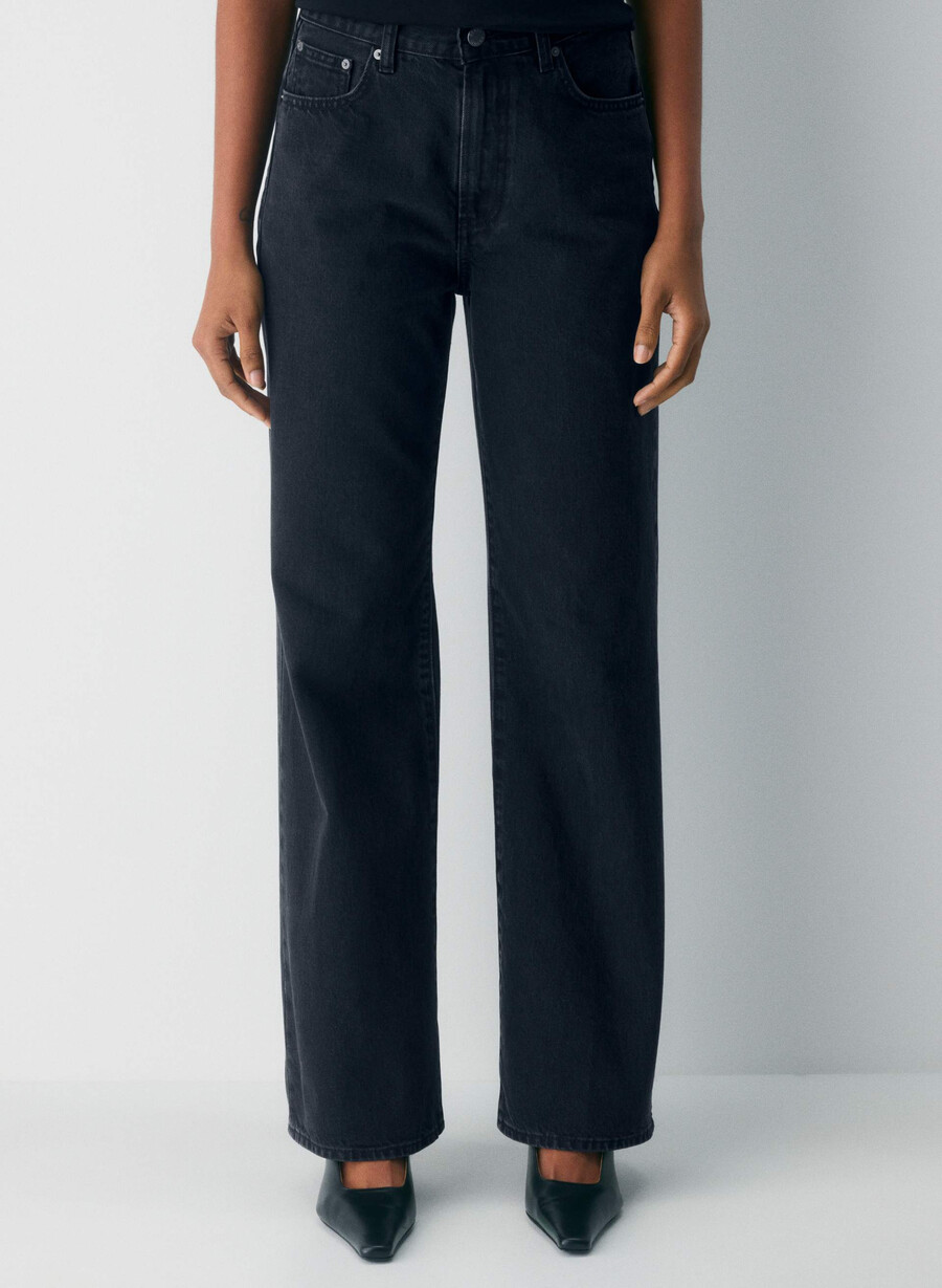 blugi denim forum the farrah hi-rise wide - tuș de ochi negru