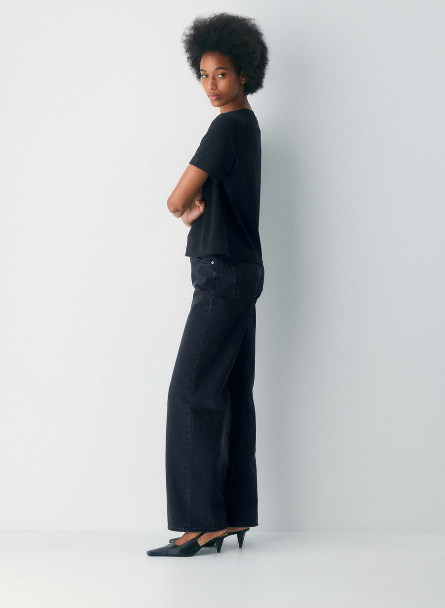 blugi denim forum the farrah hi-rise wide - tuș de ochi negru