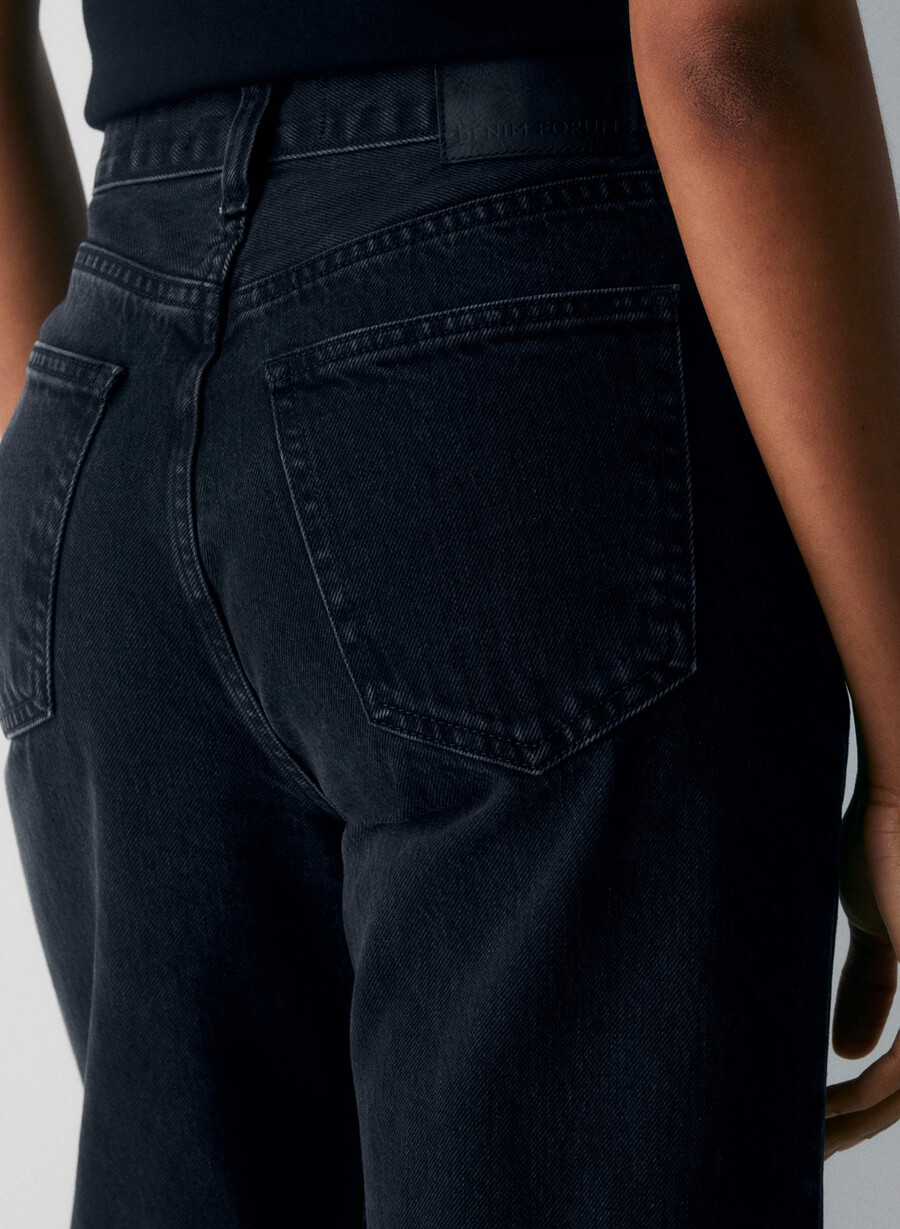 blugi denim forum the farrah hi-rise wide - tuș de ochi negru