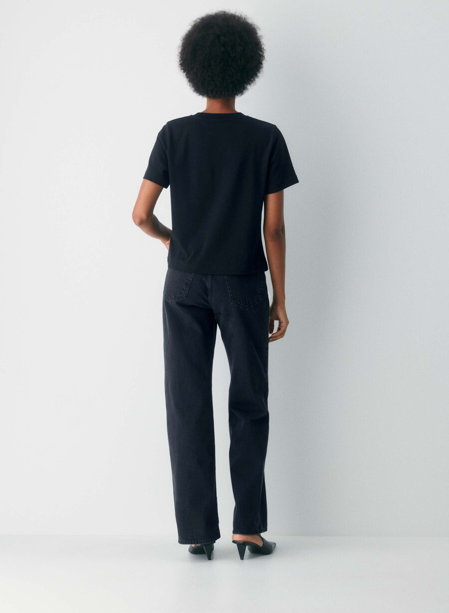 blugi denim forum the farrah hi-rise wide - tuș de ochi negru