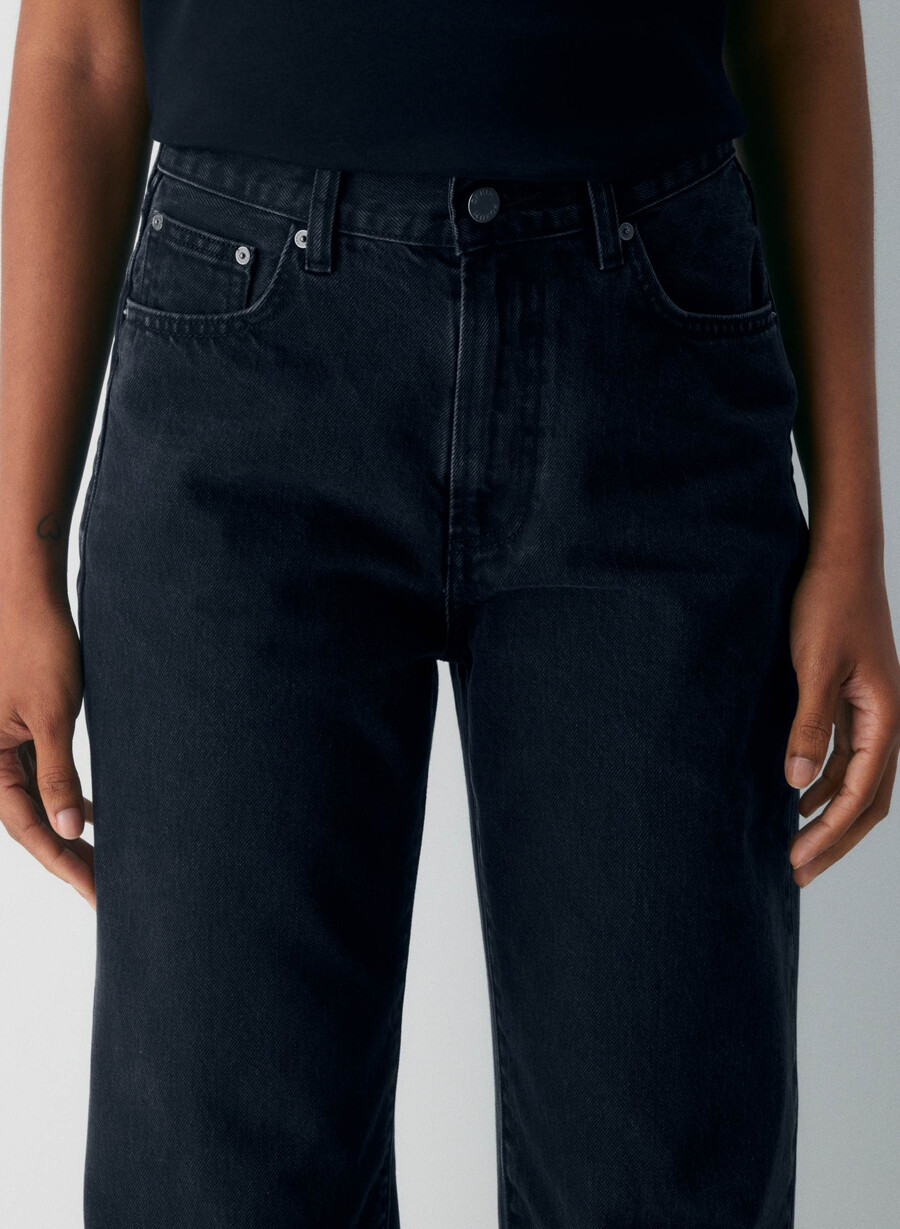 blugi denim forum the farrah hi-rise wide - tuș de ochi negru