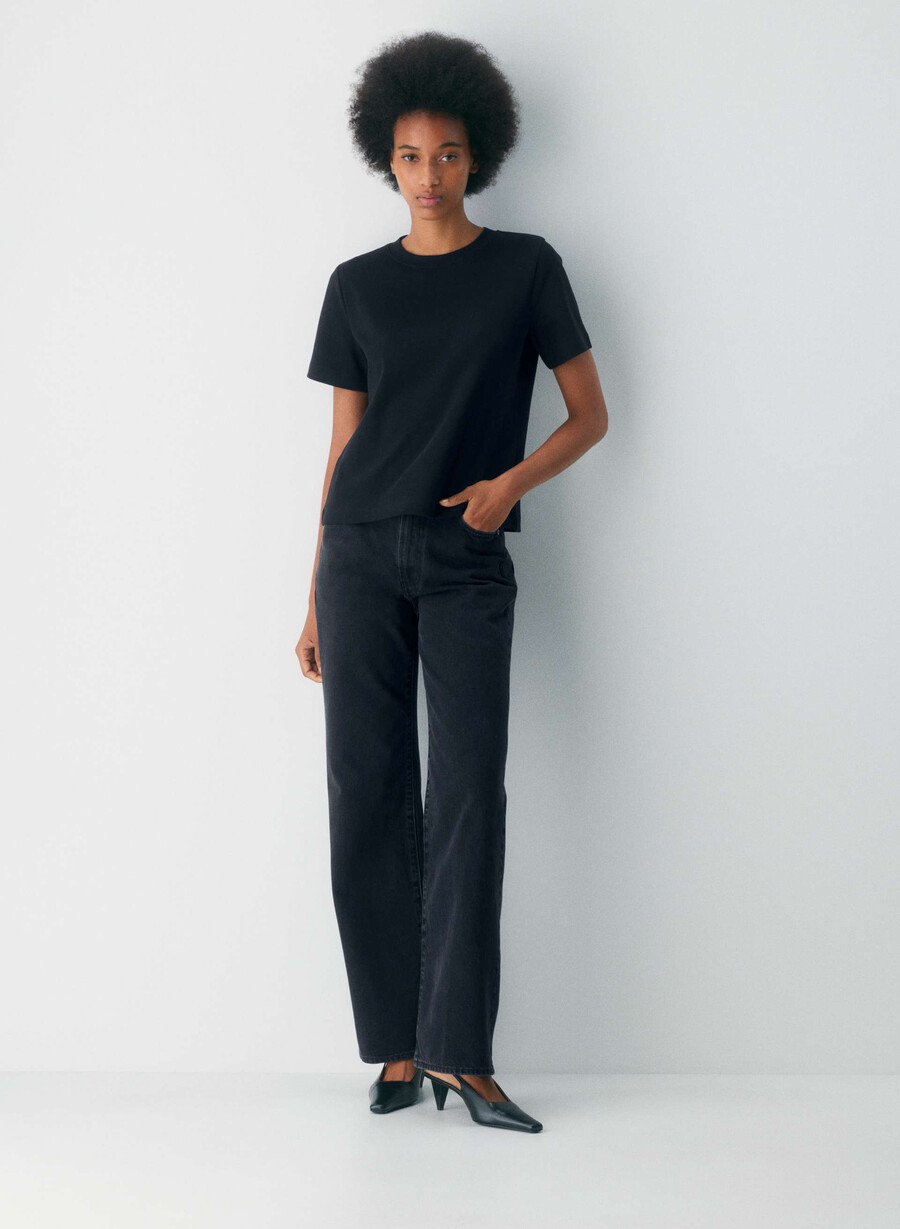 blugi denim forum the farrah hi-rise wide - tuș de ochi negru