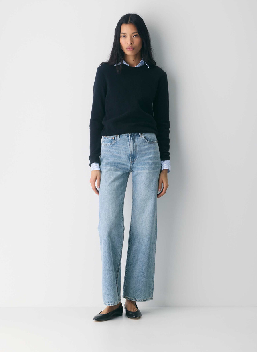 blugi largi cu talie înaltă the farrah de la denim forum 7 ani bleu taboo