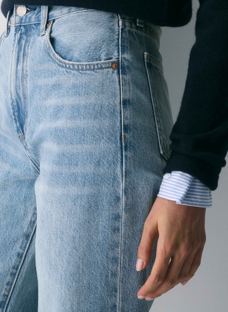 blugi largi cu talie înaltă the farrah de la denim forum 7 ani bleu taboo