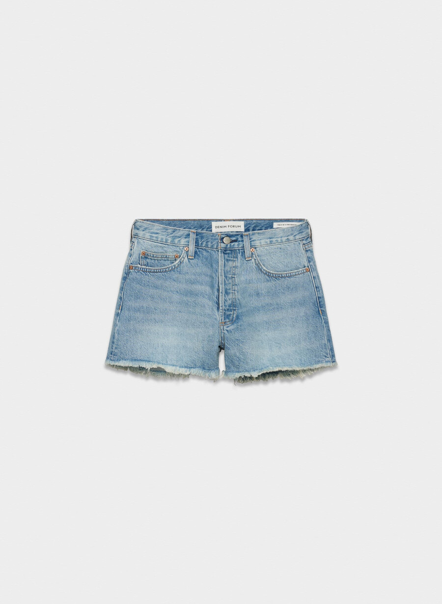 pantaloni scurți din denim cu talie înaltă modelul the ex-boyfriend denim forum 7 ani bleu taboo