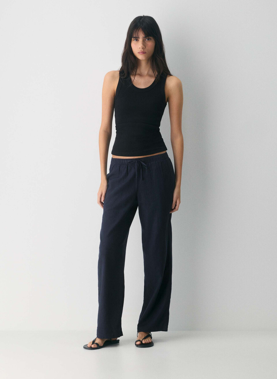 pantaloni sontag linen negri
