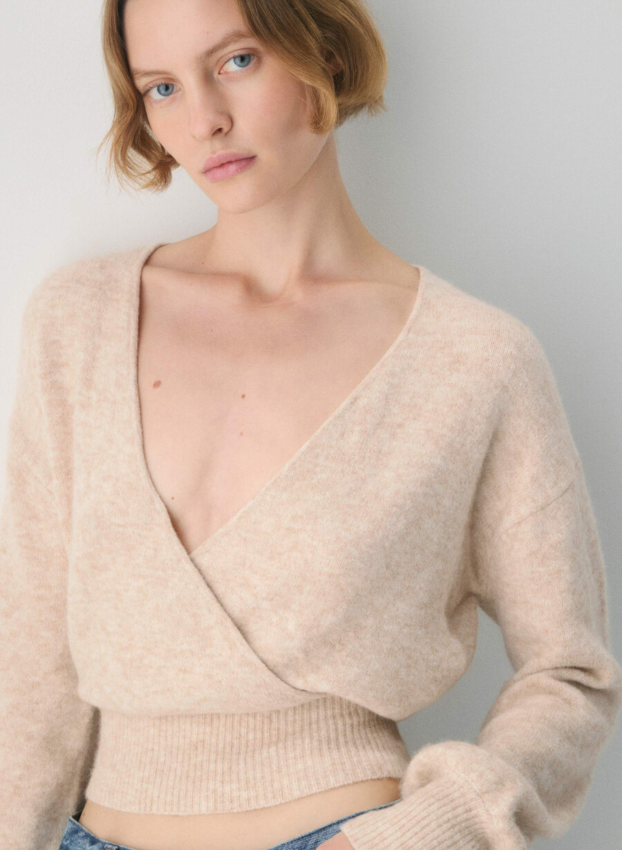 pulover softspoke dear culoare heather cu fulgi de ovăz deschiși