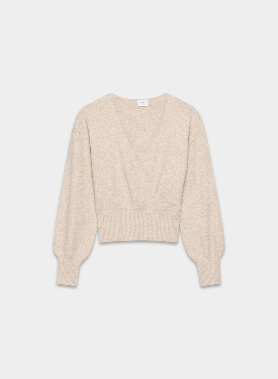 pulover softspoke dear culoare heather cu fulgi de ovăz deschiși