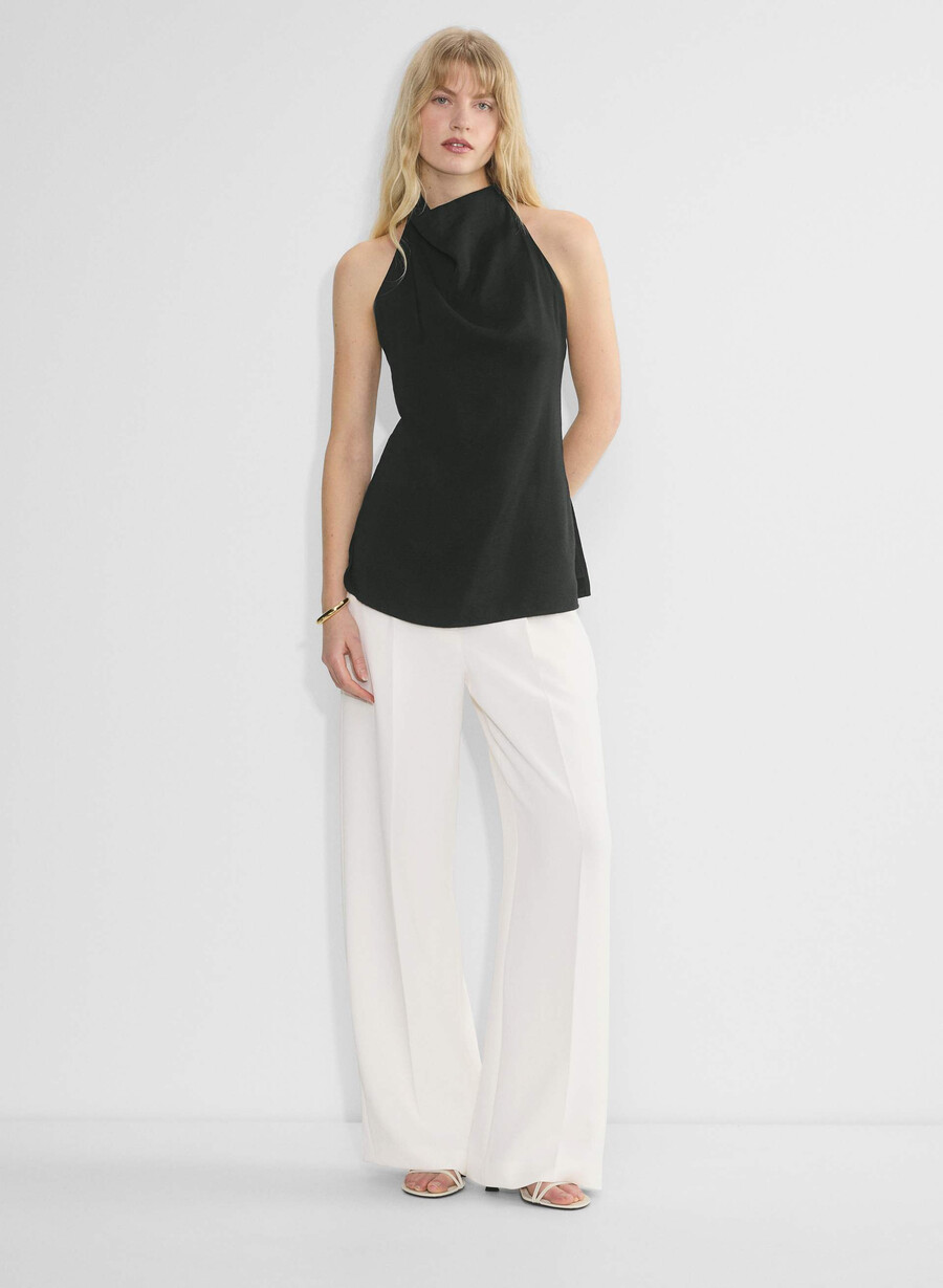 pantalonii the effortless pant mai largi - crepette verde deschis