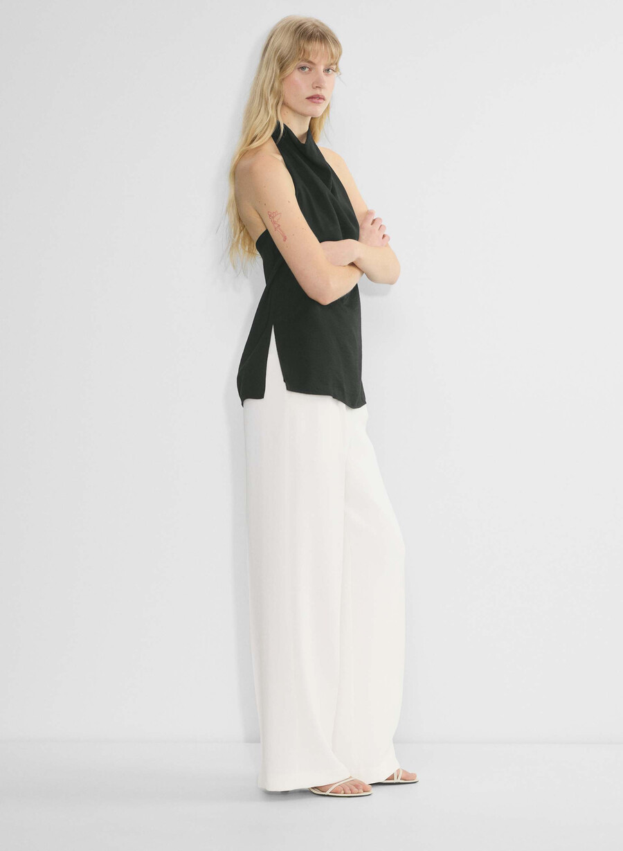 pantalonii the effortless pant mai largi - crepette verde deschis