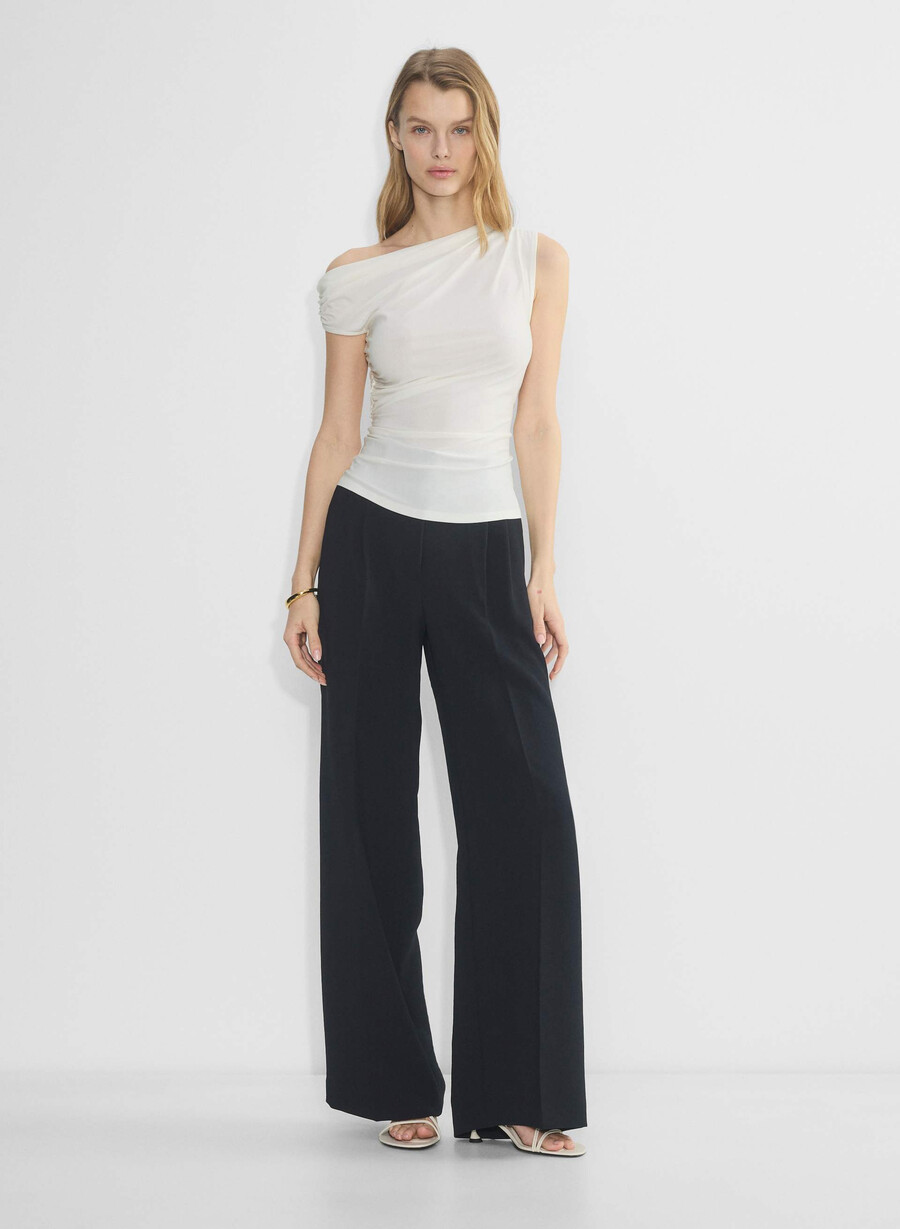 pantalonii the effortless pant mai largi - crepette negri