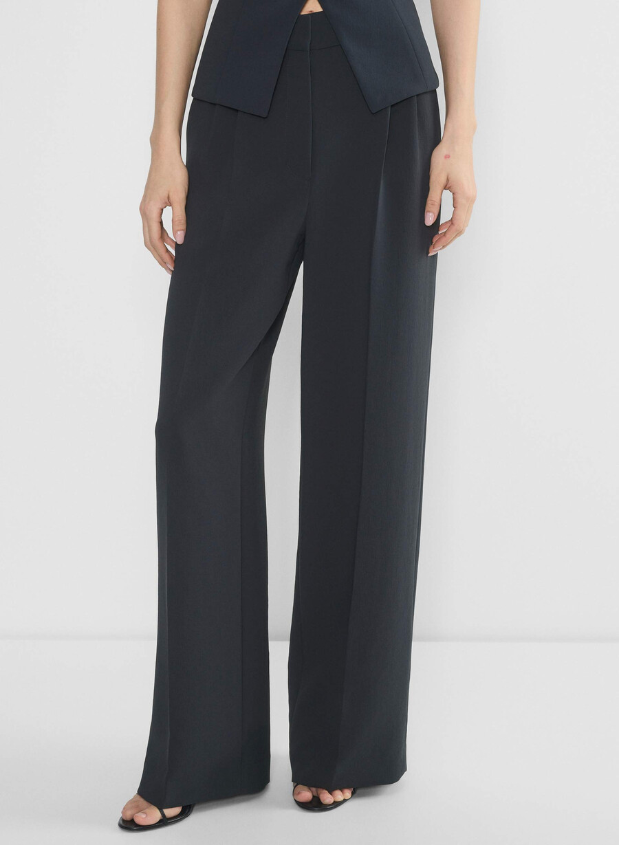pantalonii the effortless pant mai largi - crepette bleumarin bleumarin Închis