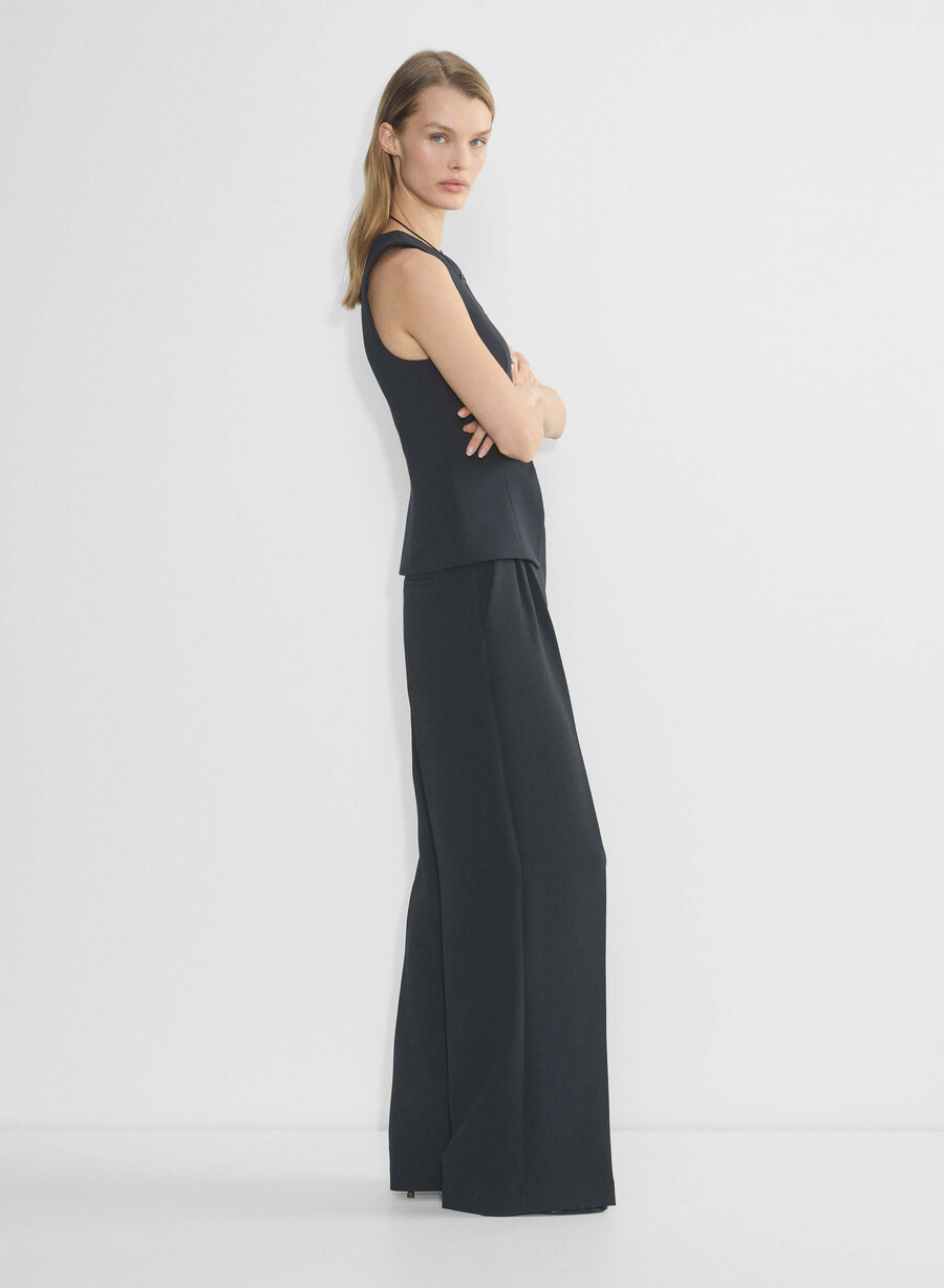 pantalonii the effortless pant mai largi - crepette bleumarin bleumarin Închis