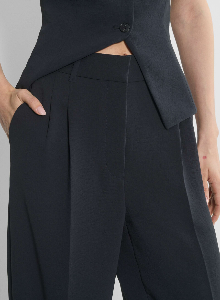 pantalonii the effortless pant mai largi - crepette bleumarin bleumarin Închis