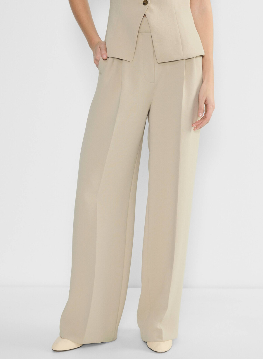 pantalonii the effortless pant mai largi - crepette marcona beige