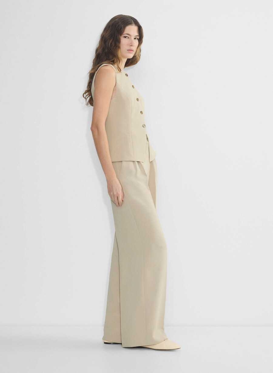 pantalonii the effortless pant mai largi - crepette marcona beige