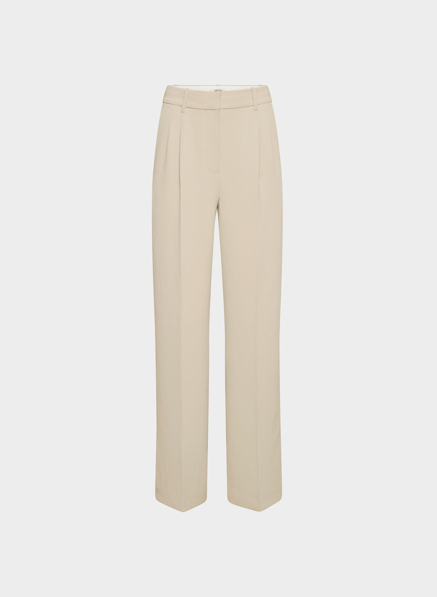 pantalonii the effortless pant mai largi - crepette marcona beige