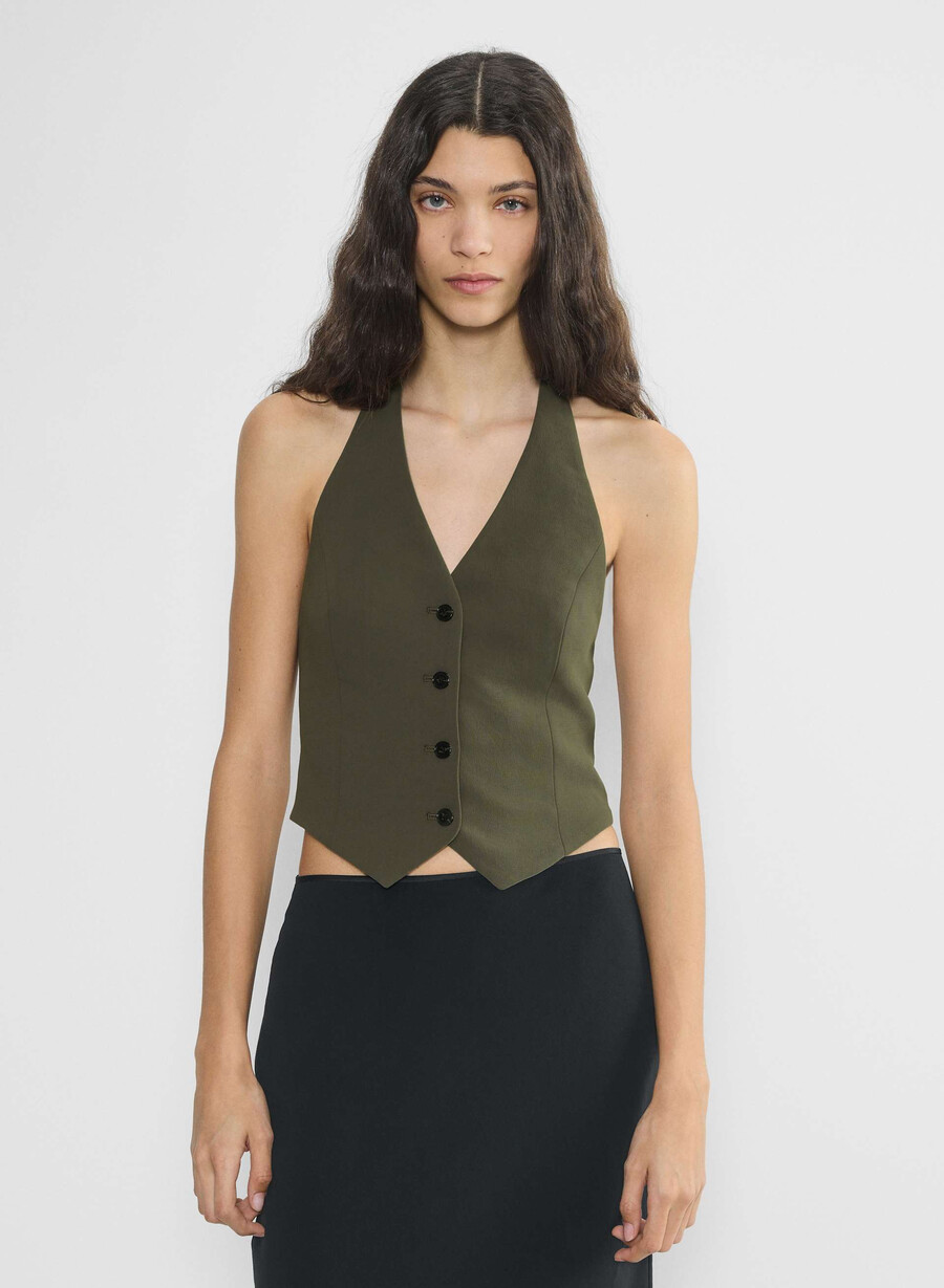vito vest - crepette dark olive