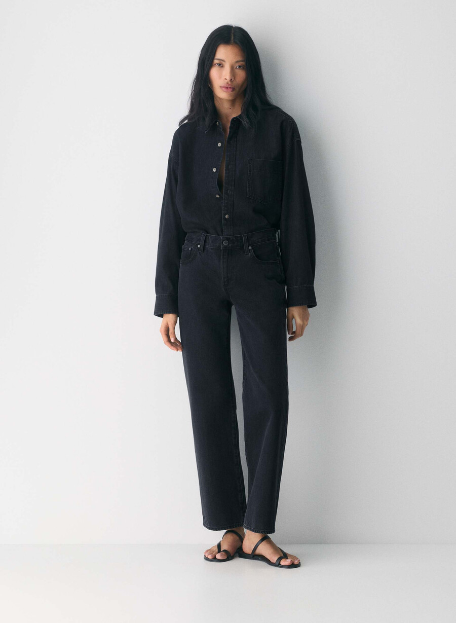 cămașă confortabilă din denim denim forum the 80s tus de ochi negru