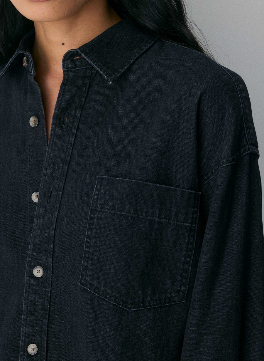 cămașă confortabilă din denim denim forum the 80s tus de ochi negru