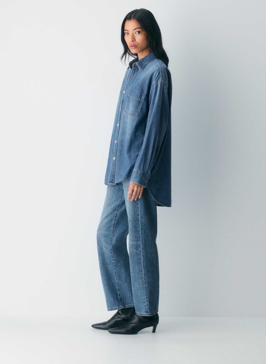 denim forum cămașă confortabilă din denim anii 80 5 ani kiss n tell blue