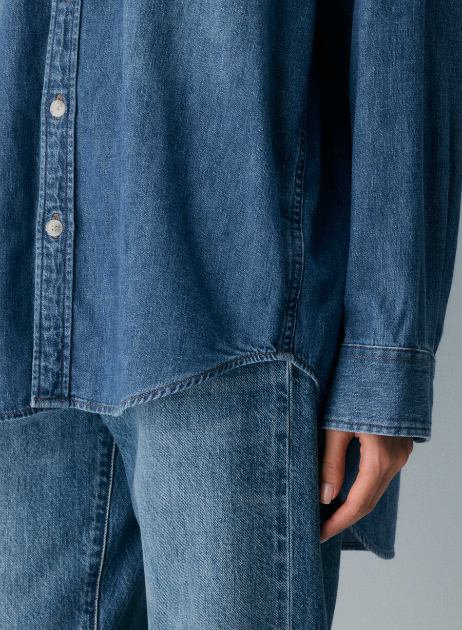 denim forum cămașă confortabilă din denim anii 80 5 ani kiss n tell blue