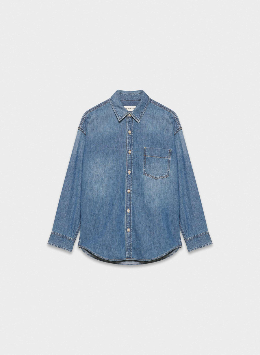 denim forum cămașă confortabilă din denim anii 80 5 ani kiss n tell blue