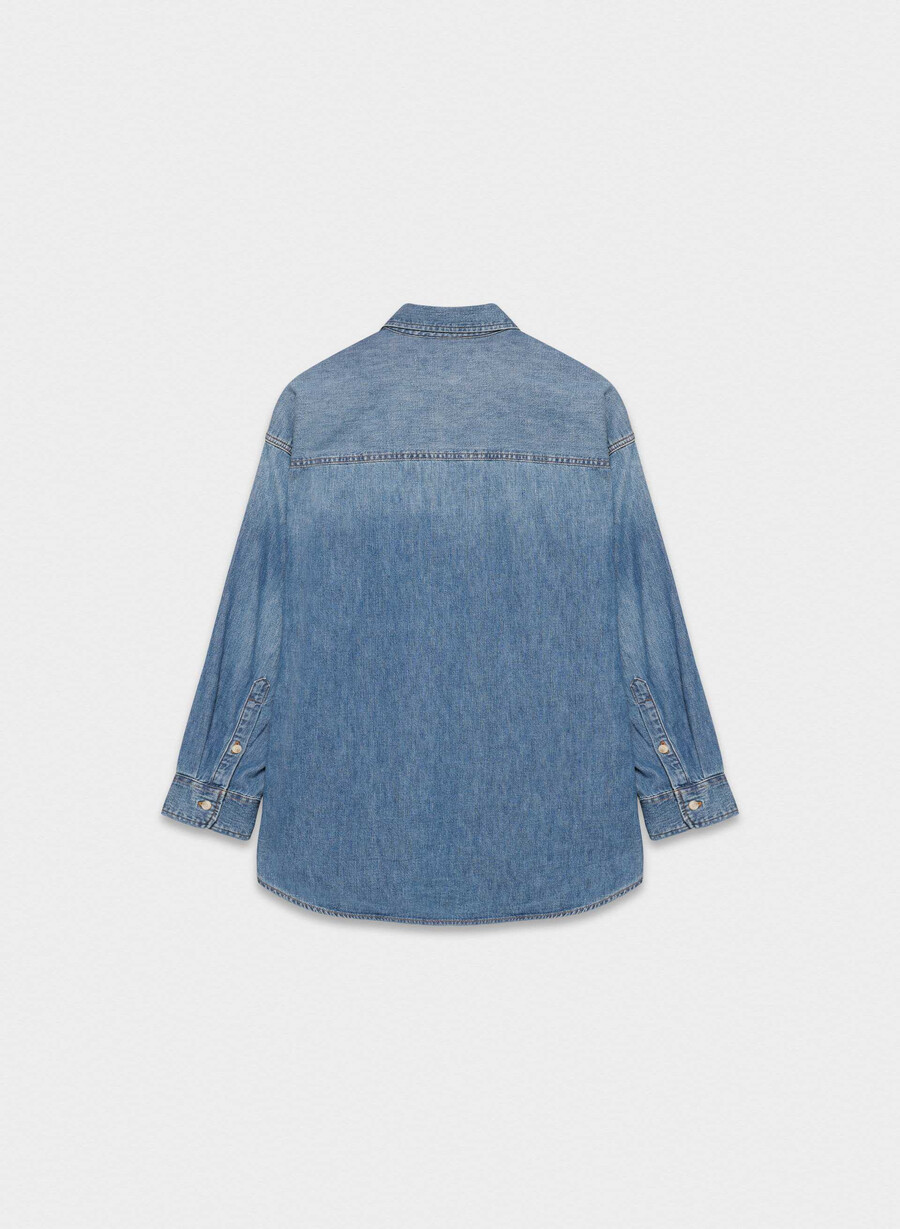 denim forum cămașă confortabilă din denim anii 80 5 ani kiss n tell blue
