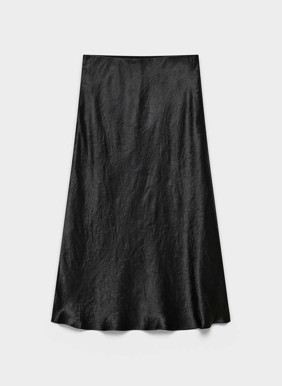fustă midi din satin neagră