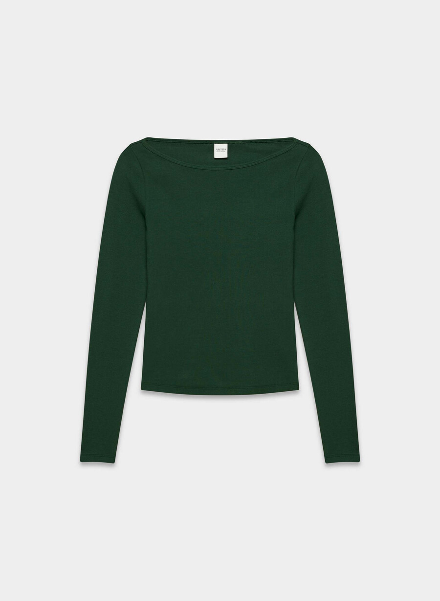 tricou cu mânecă lungă homestretch rib airwave cu guler tip barcă scarab